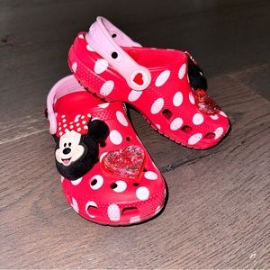 Disney Minnie Mouse Polka Dot Clogs Red Glitter Heart